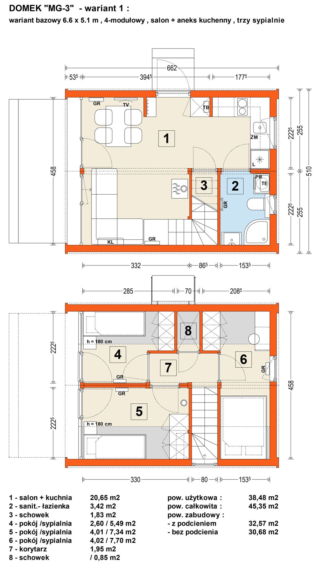 Plans of the MG 3 modular house