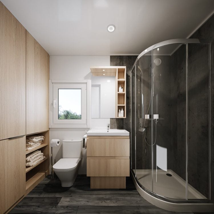 Domek mobilny model B łazienka