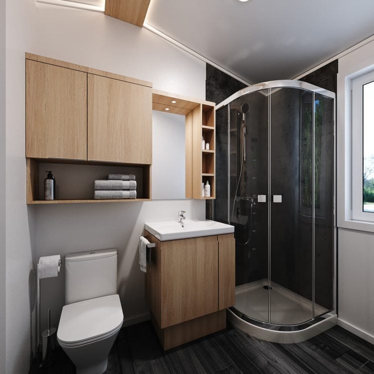 Domek mobilny model C łazienka